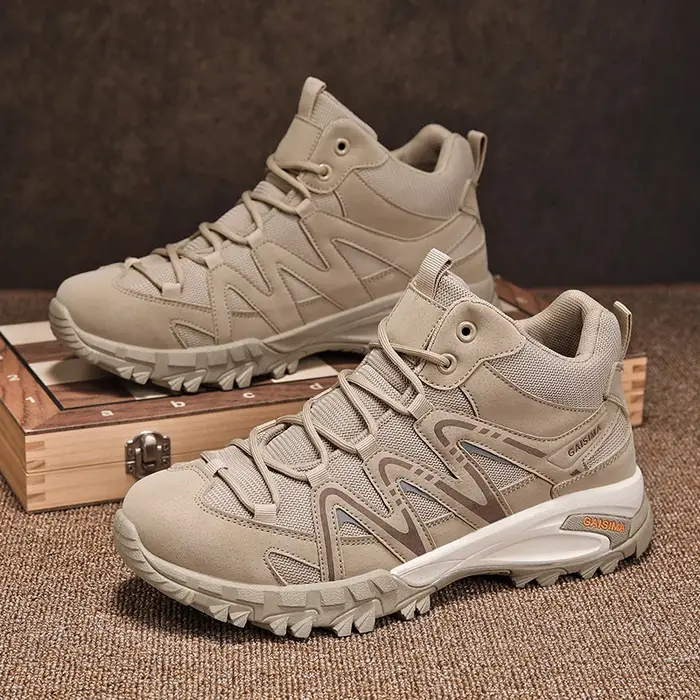 Bottes de randonnée pour hommes, chaussures de trekking à tige haute pour hommes, chaussures de sport de camping à plateforme, chaussures d'escalade respirantes et antidérapantes pour l'extérieur
