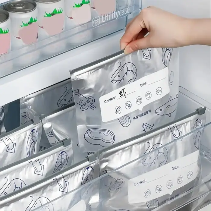 10/30 pièces/sac grande capacité feuille d'aluminium sac alimentaire étanche congélateur sûr cuisine sac frais conservation réutilisable sac à fermeture éclair