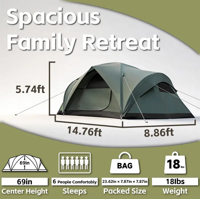 Tente de Camping en plein air imperméable pour 4 à 6 personnes