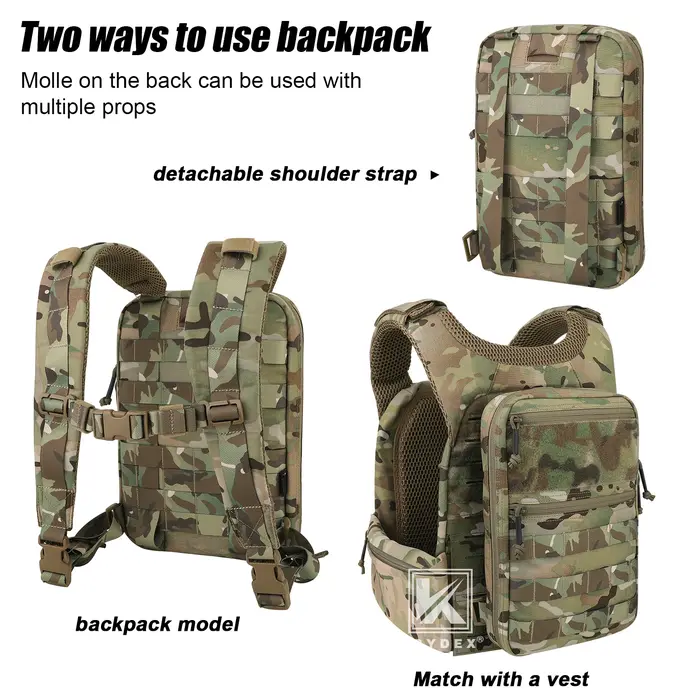 Sac à dos d'hydratation tactique KRYDEX 500D 50 oz, poche modulaire, poche à eau de 1,5 L, sac à dos pour la chasse, la randonnée en plein air, accessoires