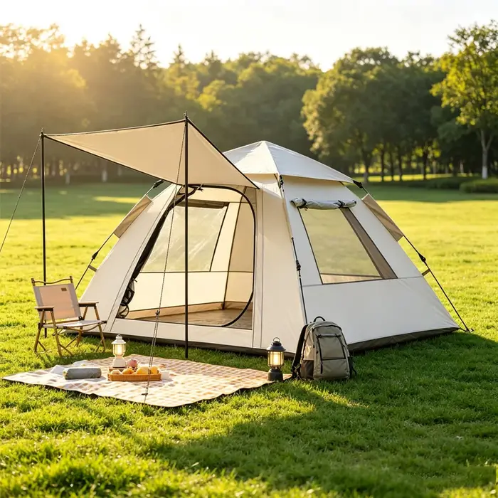 Tente de camping automatique HOEDP, taille moyenne, 1 porte, 3 fenêtres, UPF50+, imperméable, pliable, pour parc, pique-nique, camping en plein air