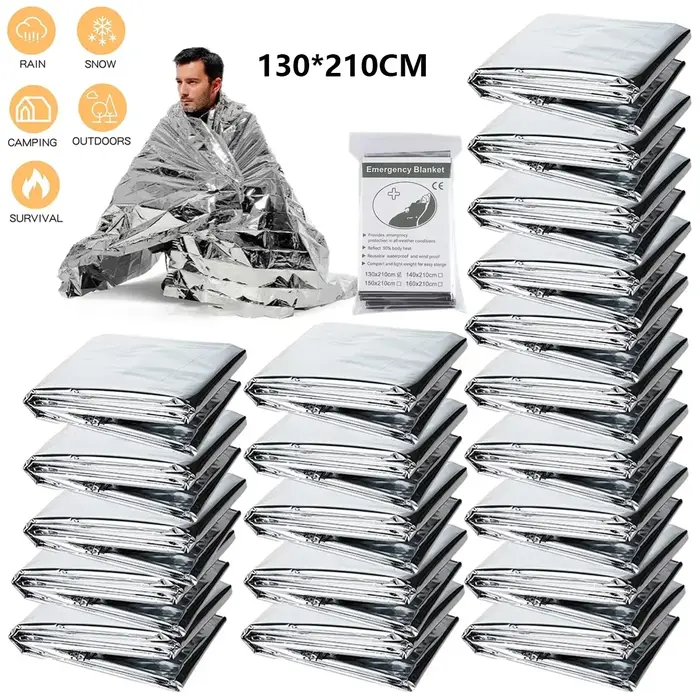 Couverture de survie d'urgence extérieure en argent d'or