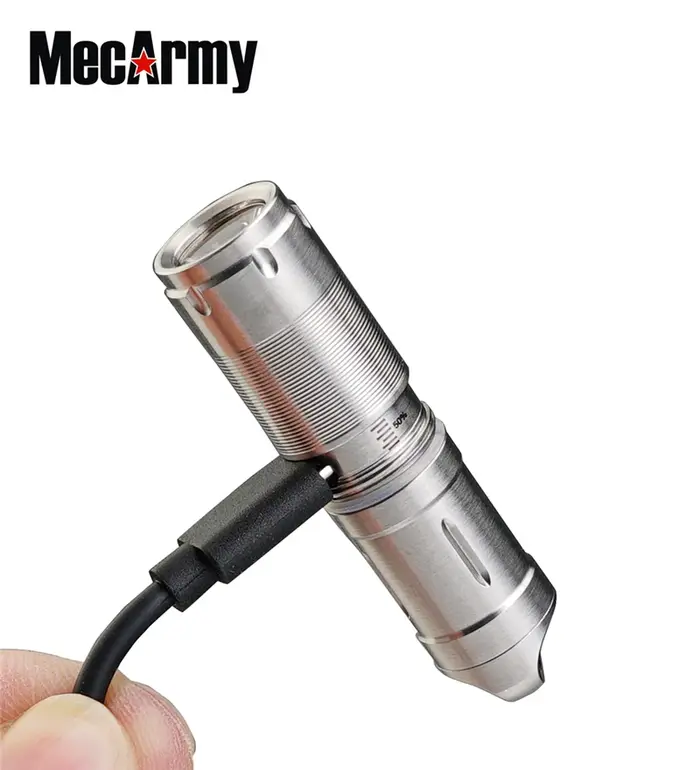MecArmy X2S porte-clés lumière 130 Lumen USB charge acier inoxydable Mini lampe de poche torche LED 