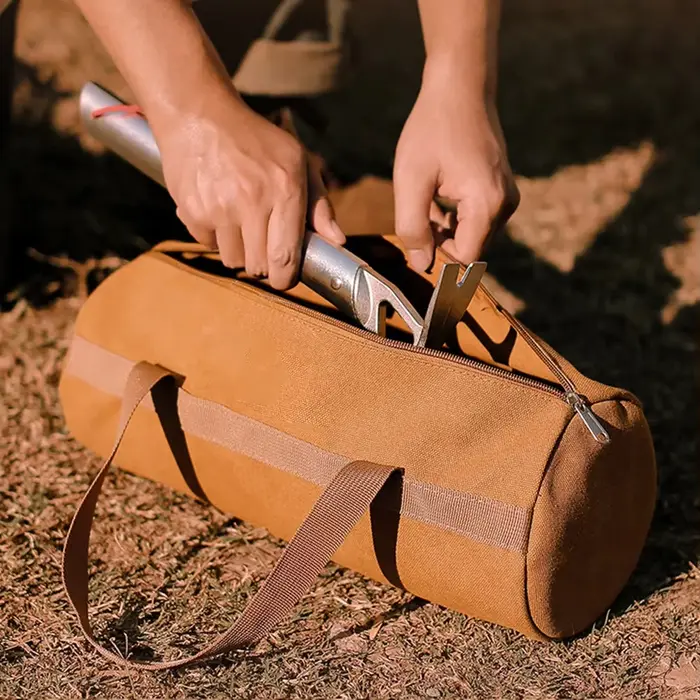 Sac de rangement pour outils de camping, grande capacité, sac cylindrique pour piquets de tente, sac léger pour clous de tente, sac porte-clous de sol pour le camping en plein air