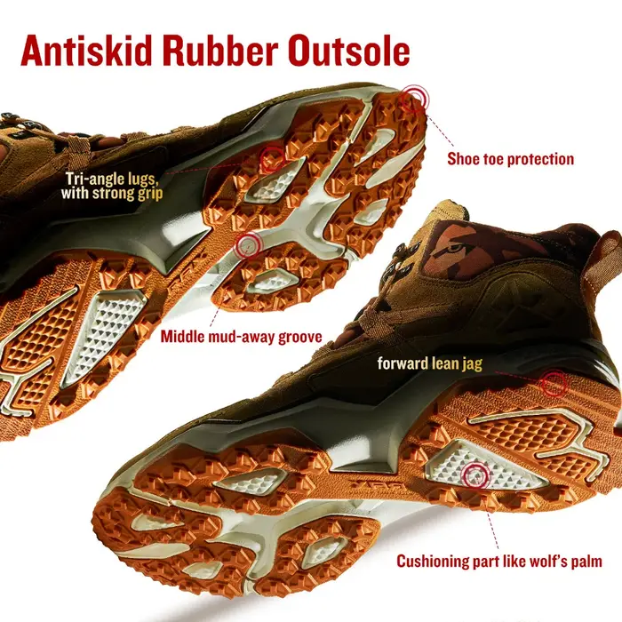 RAX hommes chaussures de randonnée mi-haut imperméable en plein air Sneaker hommes en cuir Trekking 