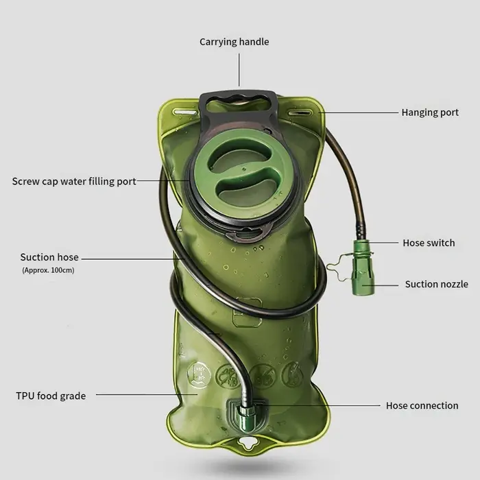 Sac à dos d'hydratation avec réservoir d'eau de 2L, grande capacité, sacs d'eau en EVA pour la course à pied, le cyclisme, sac de stockage d'eau d'hydratation