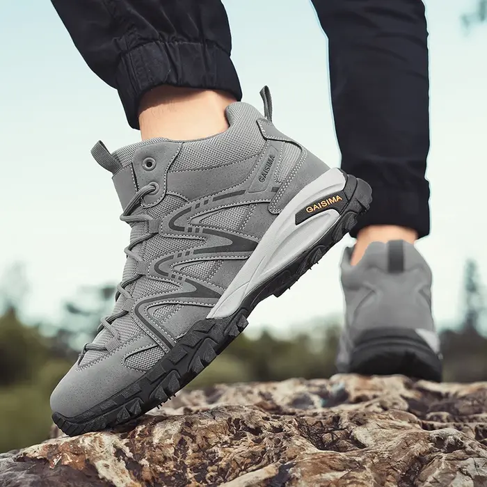Bottes de randonnée pour hommes, chaussures de trekking à tige haute pour hommes, chaussures de sport de camping à plateforme, chaussures d'escalade respirantes et antidérapantes pour l'extérieur