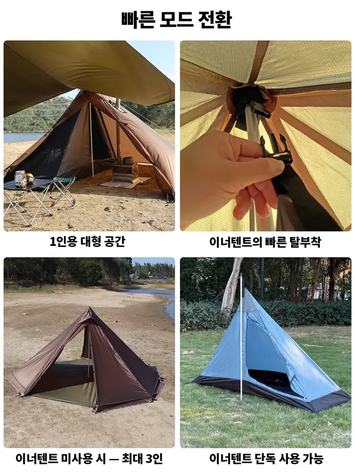 Tente de camping pyramide tipi en nylon 20D pour 1 personne