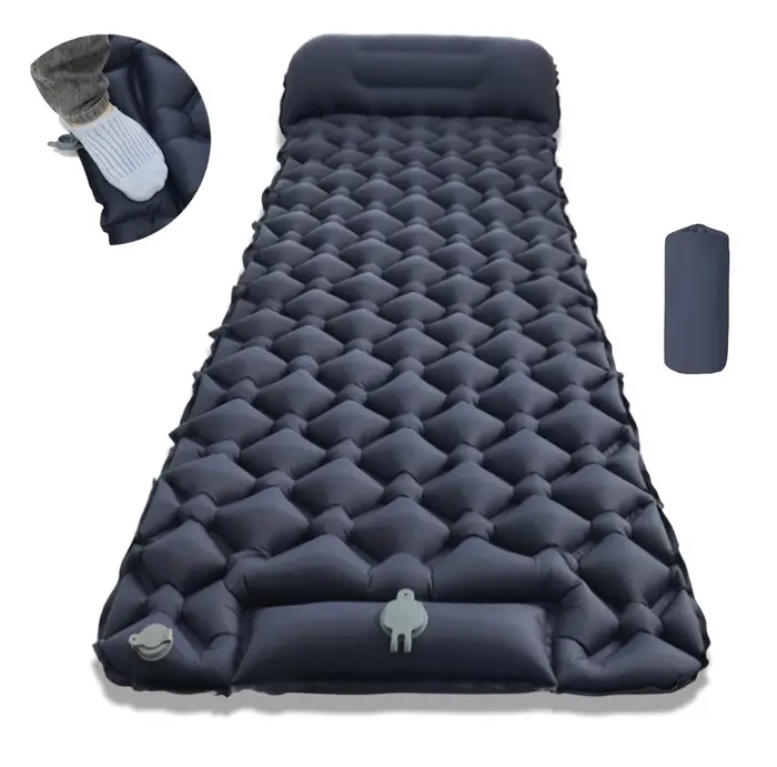 Matelas gonflable de camping en plein air avec oreillers, tapis d'air ultraléger avec pompe de gonfl