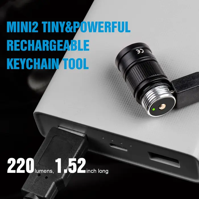 Trustfire Mini2 Mini lampe de poche LED rechargeable 220 Lumen EDC porte-clés USB Mini torche 2 Mode