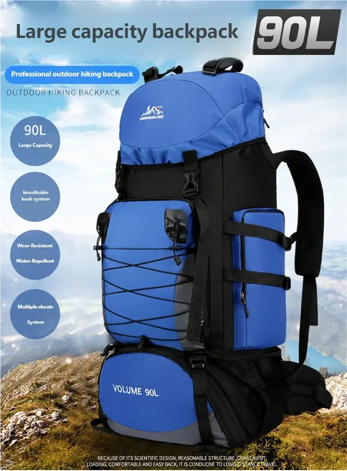 Sac à dos de randonnée imperméable Molle 90L pour l'extérieur