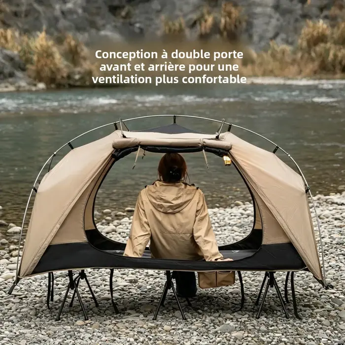 Tente de camping MOUNTAIKHIKER avec auvent noir