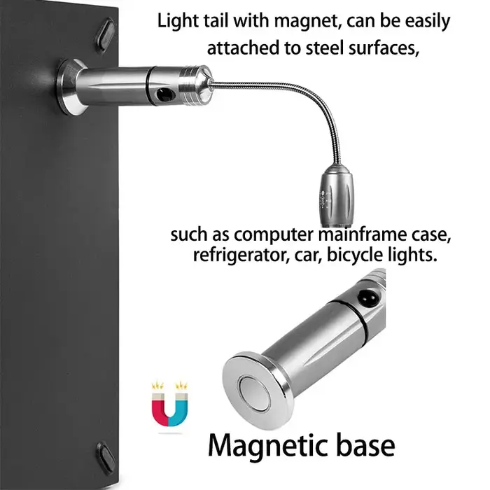 Lampe de poche LED pour barbecue d'extérieur, Zoomable, Super lumineuse, réglable à 360 degrés ° Torche de travail d'urgence de camping avec base magnétique