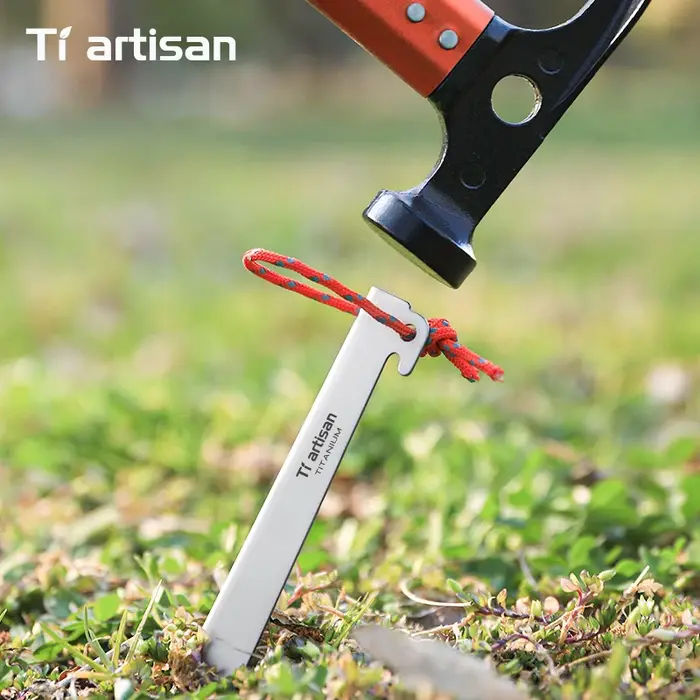 Tiartisan 6 pièces piquets de tente en forme de V en alliage de titane Camping en plein air clous de fixation robustes