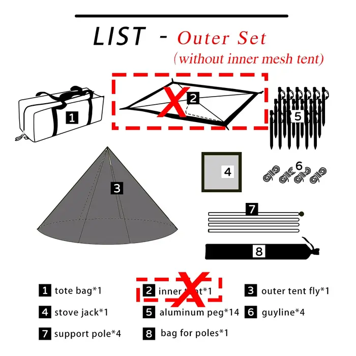 Tente pyramide légère avec trou de cheminée, tipi de Camping en plein air, étanche, Tipi pour 1 pers