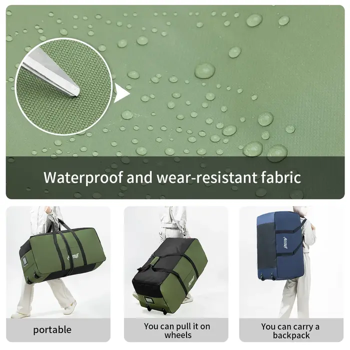 Boîte de rangement pour équipement de camping et de pique-nique en plein air, boîte de rangement pour fournitures de tente avec roues, sac de voyage surdimensionné de grande capacité
