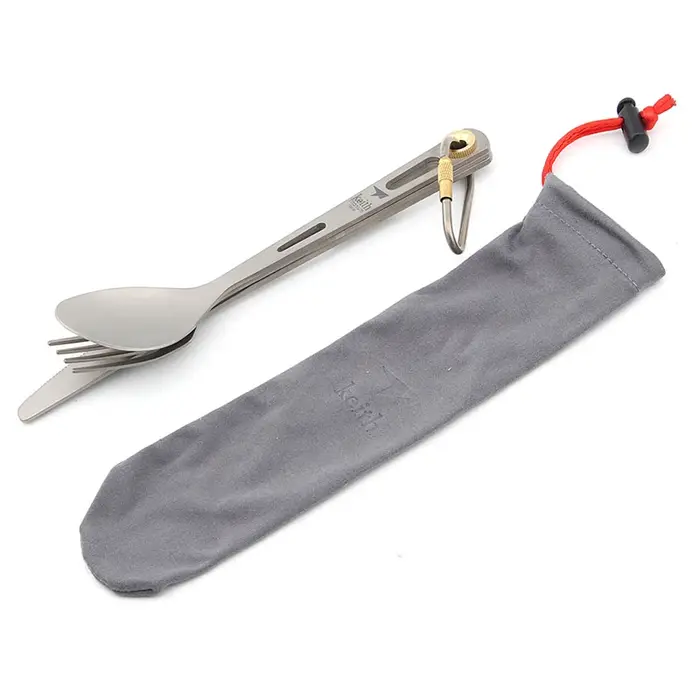 Pamono-Ensemble de cuisine en titane, couteau, fourchette, cuillère, portable, ultraléger, pique-niq