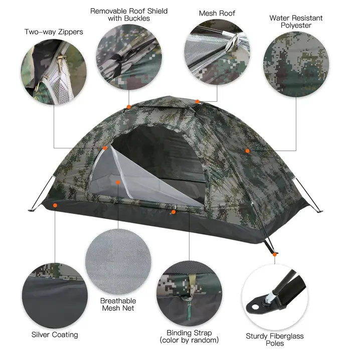 Tente de camping ultralégère monocouche portable CamSolomon