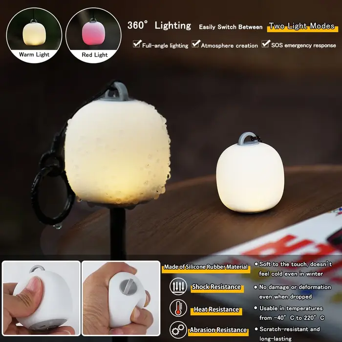 Soomloom Lanterne de camping LED rechargeable Lampe à presser en forme d'œuf mignon