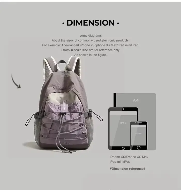 Sac à dos durable résistant à l'usure pour femme, en nylon imperméable, pour sports de plein air, étudiants, randonnée minimaliste, voyage, école