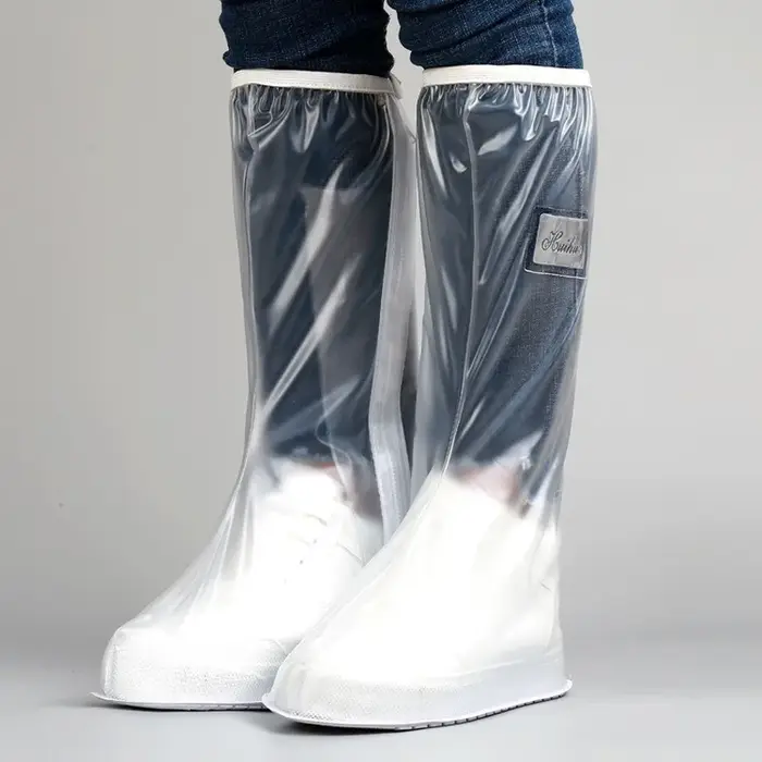 Couvre-chaussures à tube haut pour hommes et femmes, avec bord pressé et semelle épaisse, résistant 