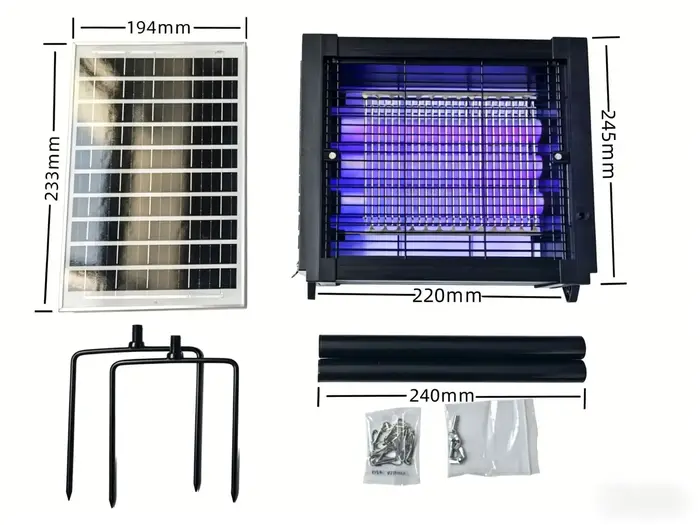 Lampe Solaire Professionnelle Anti-Moustiques d'Extérieur Haute Puissance Étanche Piège à Mouches po