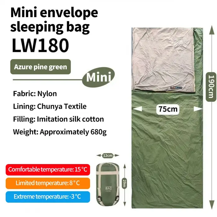 Sac de couchage compact ultraléger pour le camping en plein air, pour adultes, lavable, isolation en