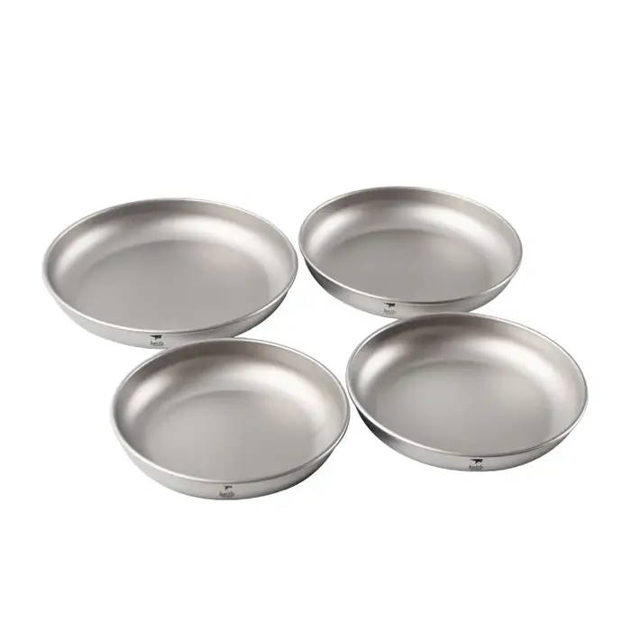 Ensemble d'assiettes en titane Pamono, plats à la vapeur en titane Ti5ino 3, vaisselle de camping en
