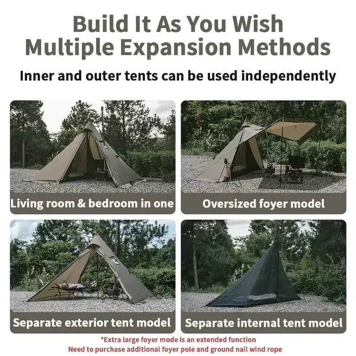 Tente pyramidale Naturehike 2025, tente de camping Ranch Fire, tente d'extérieur multi-mode, ignifug