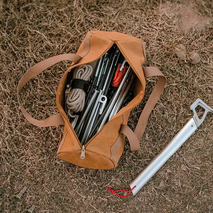 Sac de rangement pour outils de camping, grande capacité, sac cylindrique pour piquets de tente, sac léger pour clous de tente, sac porte-clous de sol pour le camping en plein air