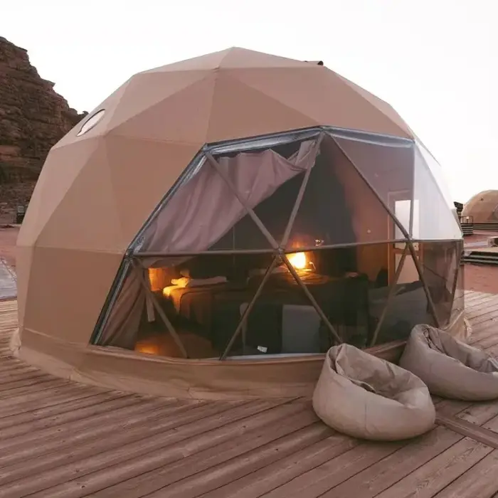 Dôme géodésique personnalisé de luxe 6m en PVC transparent pour jardin, hôtel, igloo, glamping, mais
