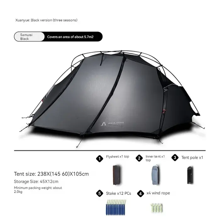 ASTA GEAR XuanYue-Tente de camping en plein air, randonnée, étanche à la pluie et à la neige, double pôle, autoportante, livraison