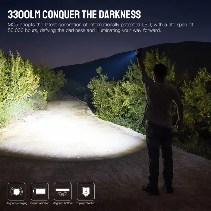 Lampes de poche LED haute puissance Trustfire MC5 3300 Lumens rechargeables Edc charge magnétique ut