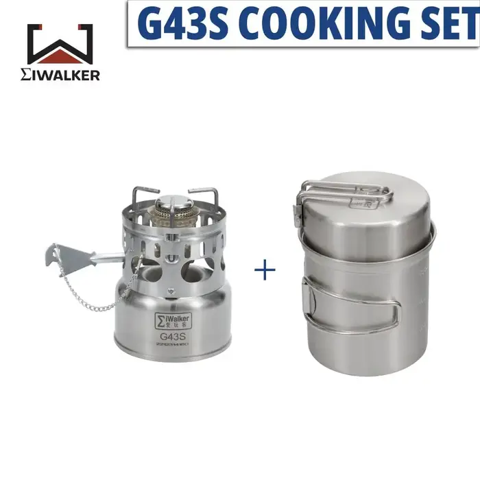 IWALKER G43S ensemble de cuisine poêle de Camping essence e poêle brûleur silencieux avec casseroles