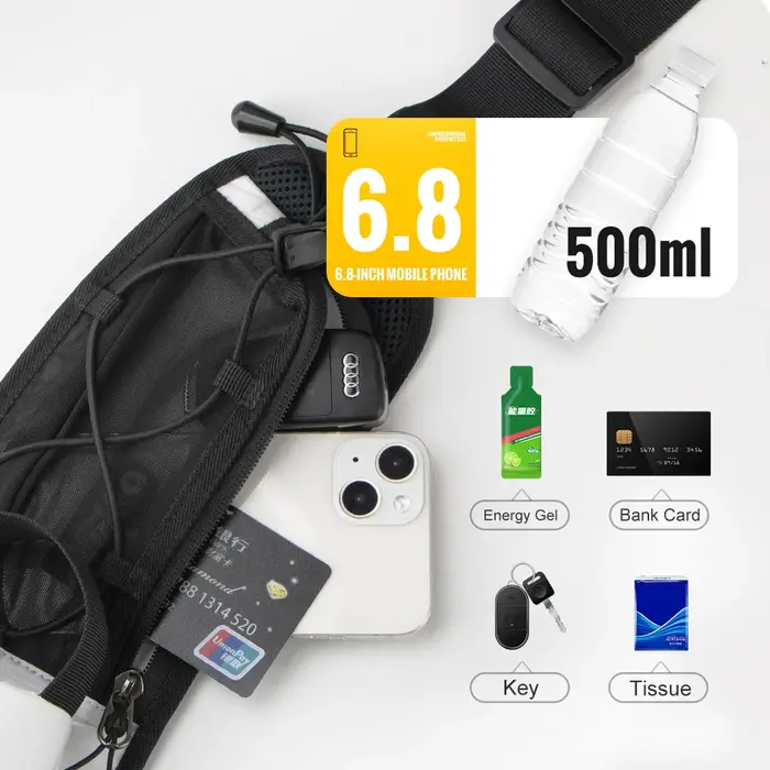 WRELS Sac Banane de Course Léger pour Homme et Femme, Sac d'Hydratation Sportif Réglable pour Marathon et Trail Running