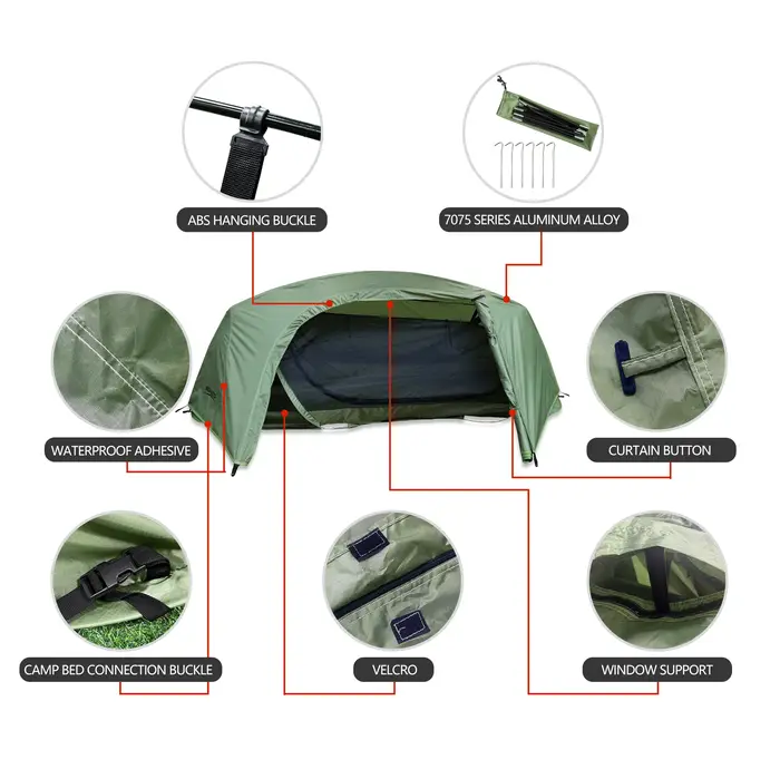 MacAAOutdoor-Tente Légère Anti-Moustiques, Lit de Marche, Tente Unique, DulShelter, Moustiquaire, Imperméable, Terrain, 1.89kg