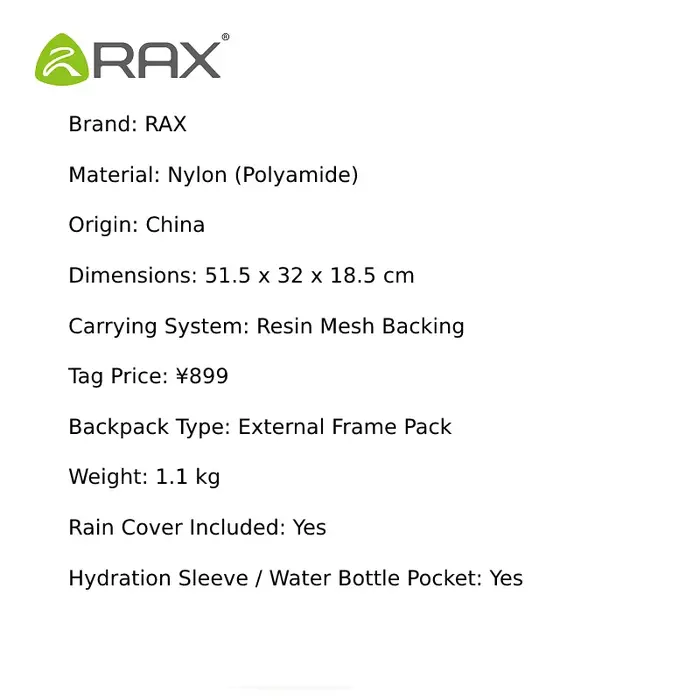 Sac à dos de voyage de camping RAX