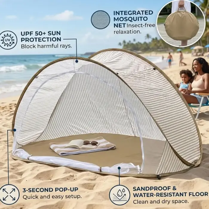 Tente de plage, abri solaire portable