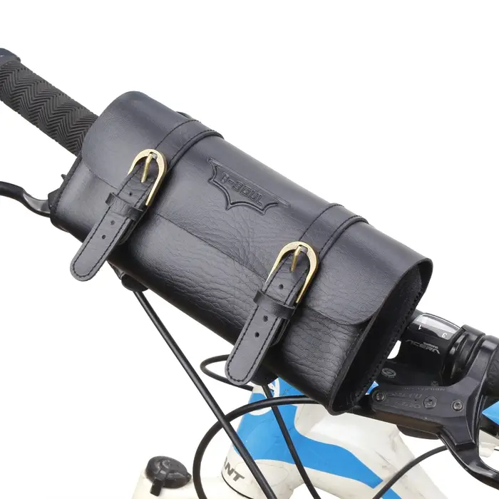 Sac de guidon de vélo en cuir vintage Sac de tube supérieur