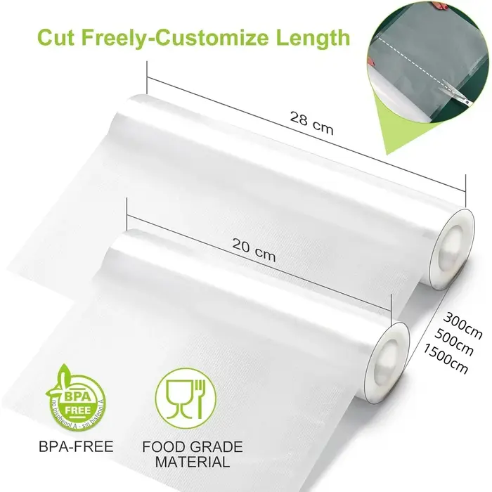 2 rouleaux de sacs de mise sous vide pour aliments