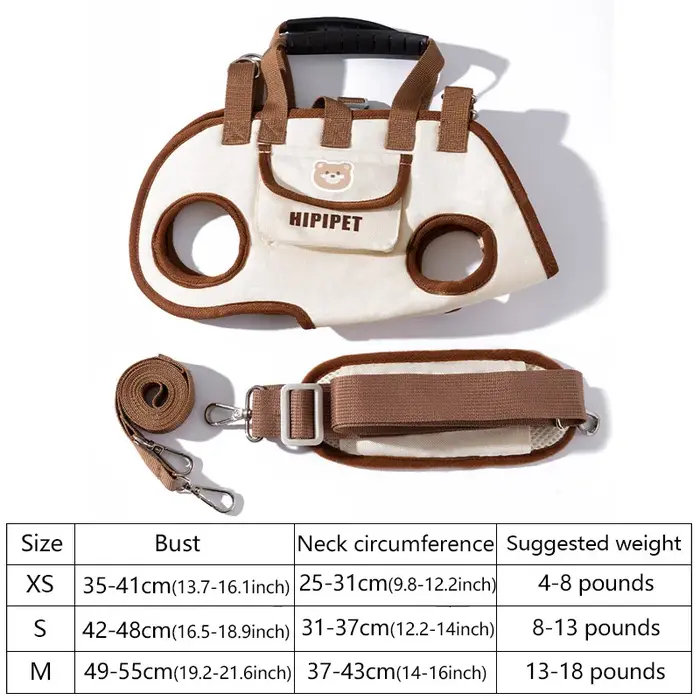 Sac pour chien portable respirant multi-fonctionnel sac à dos de traction facile à nettoyer sac à dos