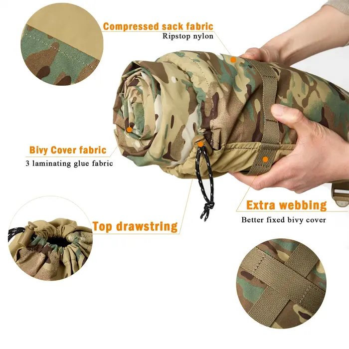 Housse de bivouac tactique de qualité militaire Akmax.cn – Sac de couchage de combat imperméable de 