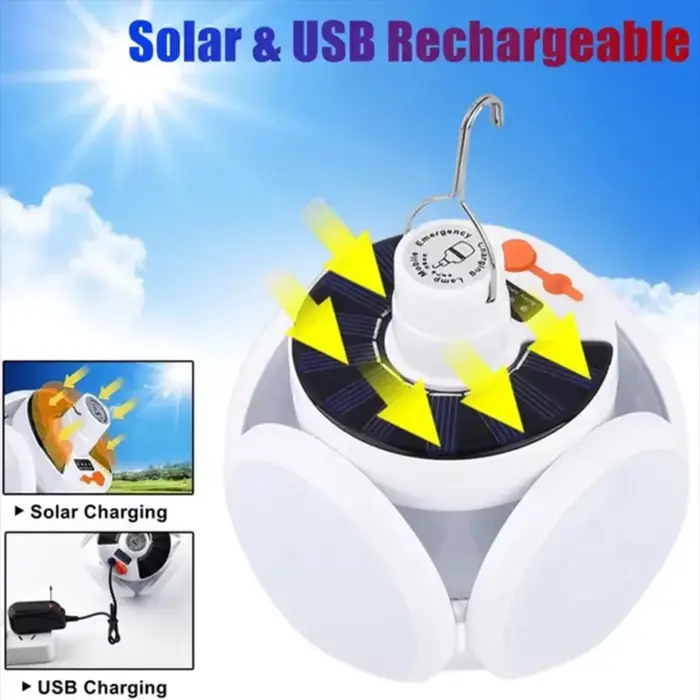 Lanterne solaire portative de Camping Led Rechargeable lampe de tente suspendue extérieure ampoules 