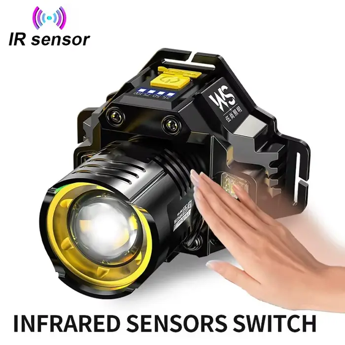 Lampe frontale LED puissante et Rechargeable avec phare télescopique Zoomable-lumière