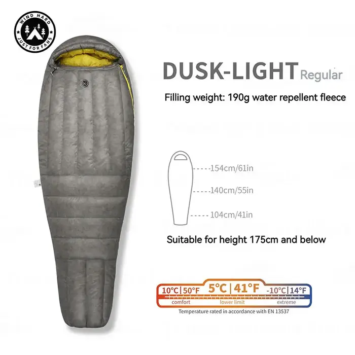 Sac de couchage en duvet ultraléger AEGISMAX Dusk 4 ℃ -2 ℃ Sac de couchage touristique en duvet de