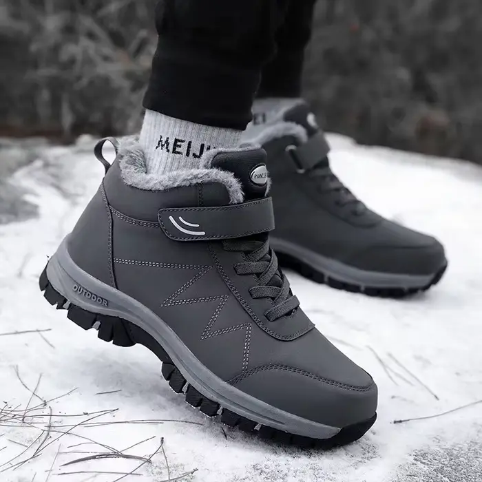 Bottes de neige épaisses doublées polaire pour hommes, chaussures d'hiver antidérapantes à semelle souple pour la montagne, chaussures en coton style papa, rétro artistique