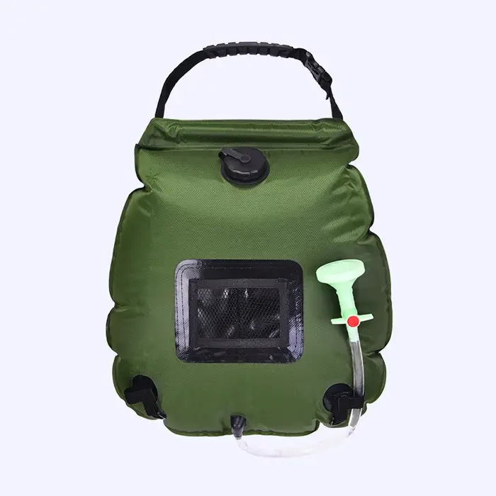Sac de douche solaire 20L, sac d'eau portable pour le camping avec tuyau et buse pour la randonnée,