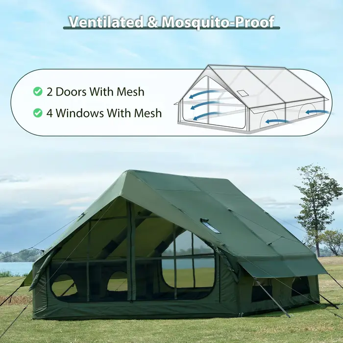 Grande tente gonflable automatique, portable et pliable avec pompe à air, pour 4 personnes, 4 saison