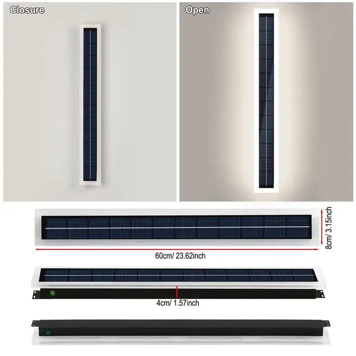 Lampe solaire d'extérieur IP65 étanche LED 60 cm
