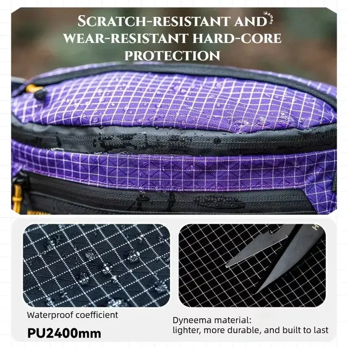 Hikeman 2.0 Sac de taille Dyneema imperméable UrltraLight multi-poches pour le cyclisme